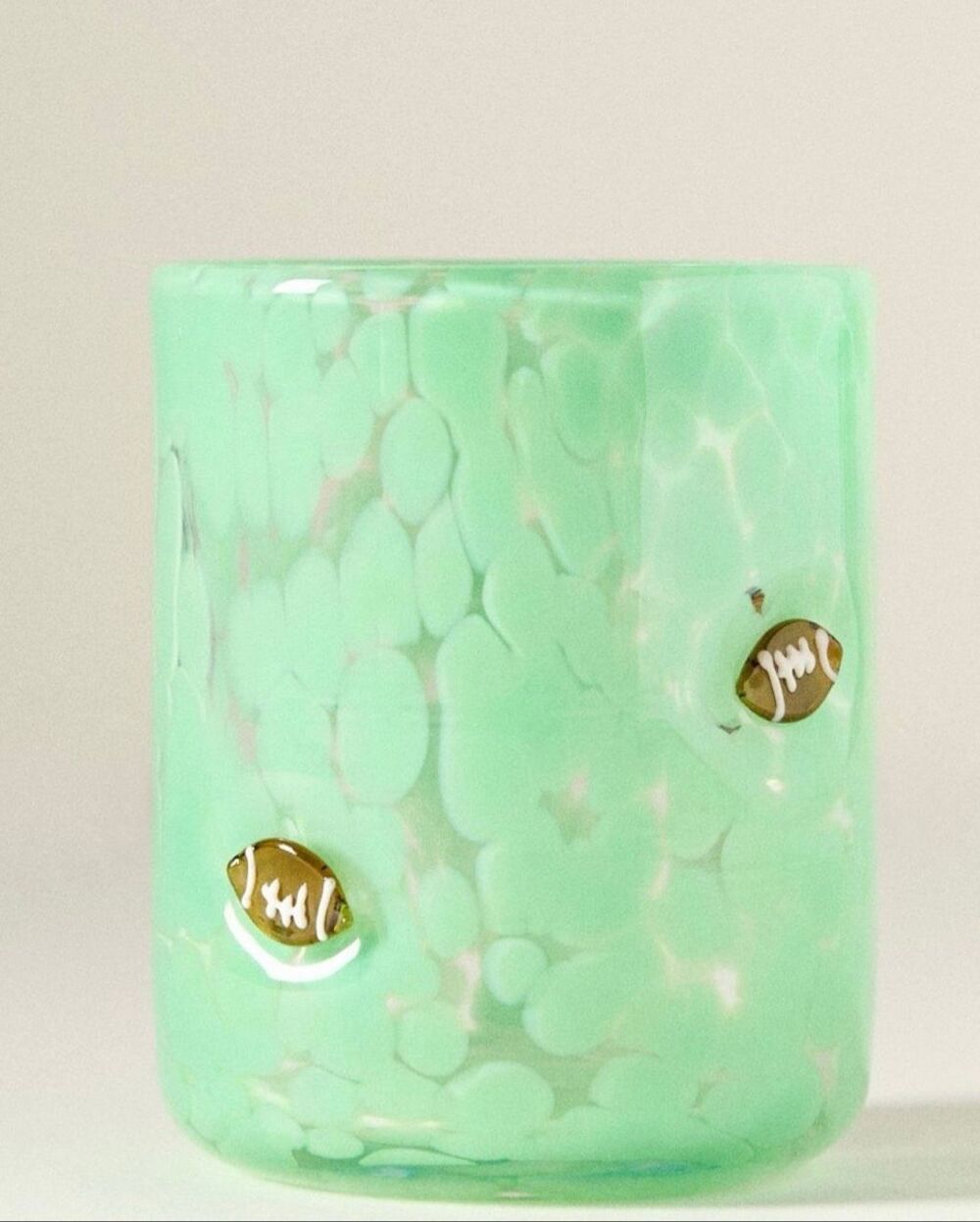 Anthropologie Green Football Confetti Icon Juice Glass